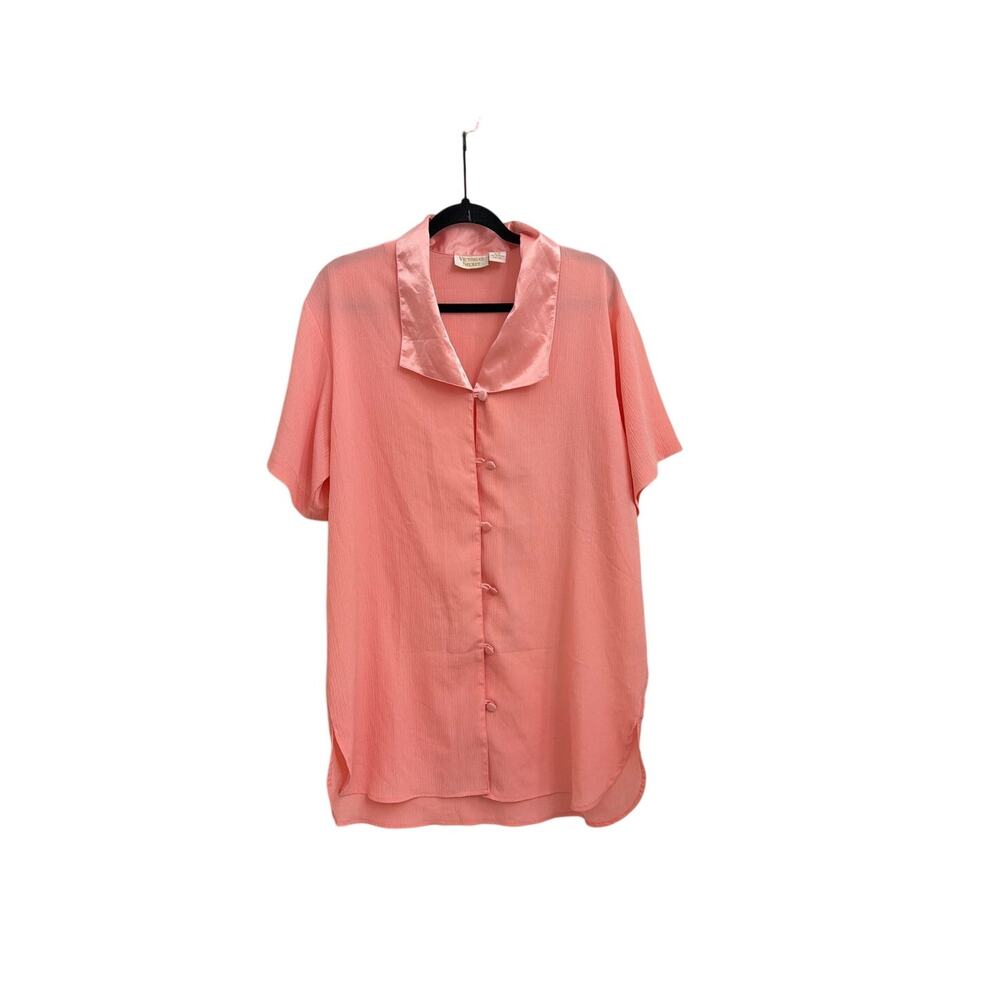 Vintage Victoria's Secret Front Button Satin Loungewear Night Shirt Small